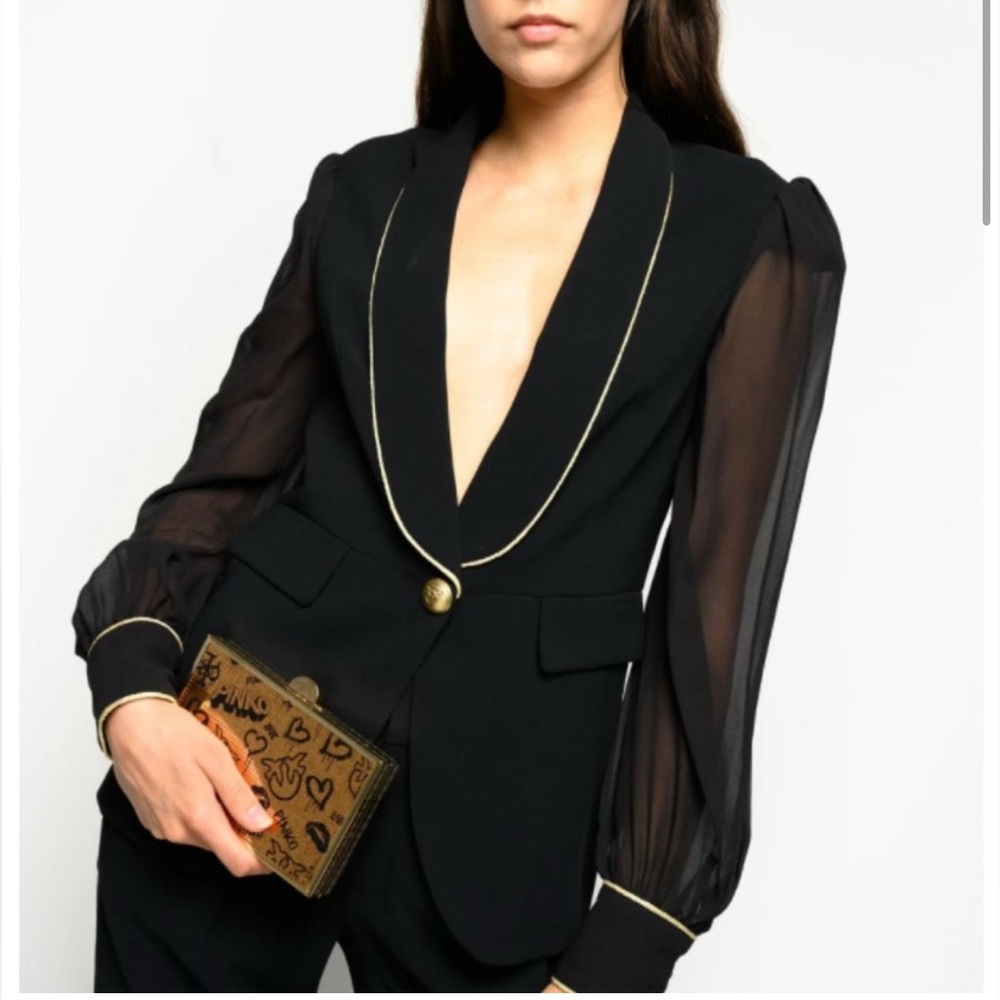 PINKO Blazer With Sheer Sleeves Size US4 NWOT‎